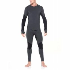 Nouveau ⭐ Icebreaker Bodyfitzone 260 Zone Long Sleeve Crewe - Sous-vêtement mérinos homme I Hardloop 🔥 -Icebreaker Shop icebreaker bodyfitzone 260 zone long sleeve crewe sous vetement merinos homme jet heather black 3