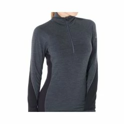 Grosses soldes 🎁 Icebreaker Bodyfitzone 260 Zone Long Sleeve Half Zip - Sous-vêtement mérinos femme I Hardloop 👍 -Icebreaker Shop icebreaker bodyfitzone 260 zone long sleeve half zip sous vetement merinos femme jet heather black 4