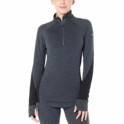 Grosses soldes 🎁 Icebreaker Bodyfitzone 260 Zone Long Sleeve Half Zip - Sous-vêtement mérinos femme I Hardloop 👍 -Icebreaker Shop icebreaker bodyfitzone 260 zone long sleeve half zip sous vetement merinos femme jet heather black 5