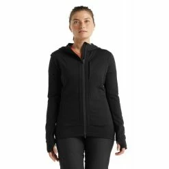 Vente flash 🛒 Icebreaker Quantum III LS Zip Hood - Polaire en laine mérinos femme I Hardloop 😍