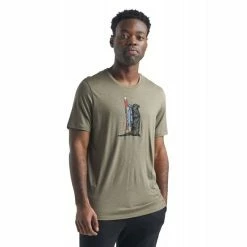 Promo ✨ Icebreaker Tech Lite Short Sleeve Crewe Otter Paddle - T-shirt en laine mérinos homme I Hardloop 🛒 -Icebreaker Shop icebreaker tech lite short sleeve crewe otter paddle t shirt homme flint