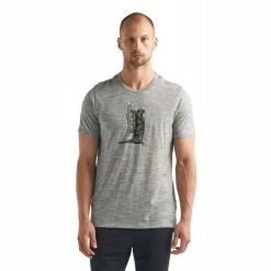 Promo ✨ Icebreaker Tech Lite Short Sleeve Crewe Otter Paddle - T-shirt en laine mérinos homme I Hardloop 🛒