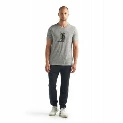 Promo ✨ Icebreaker Tech Lite Short Sleeve Crewe Otter Paddle - T-shirt en laine mérinos homme I Hardloop 🛒 -Icebreaker Shop icebreaker tech lite short sleeve crewe otter paddle t shirt homme metro heather 3