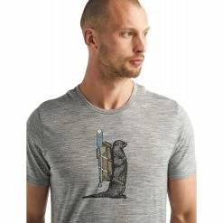 Promo ✨ Icebreaker Tech Lite Short Sleeve Crewe Otter Paddle - T-shirt en laine mérinos homme I Hardloop 🛒 -Icebreaker Shop icebreaker tech lite short sleeve crewe otter paddle t shirt homme metro heather 4